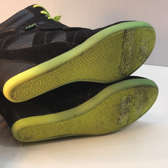Sugar Black & Lime Green Wedge Sneakers Size 8.5 - Picture 6 of 8